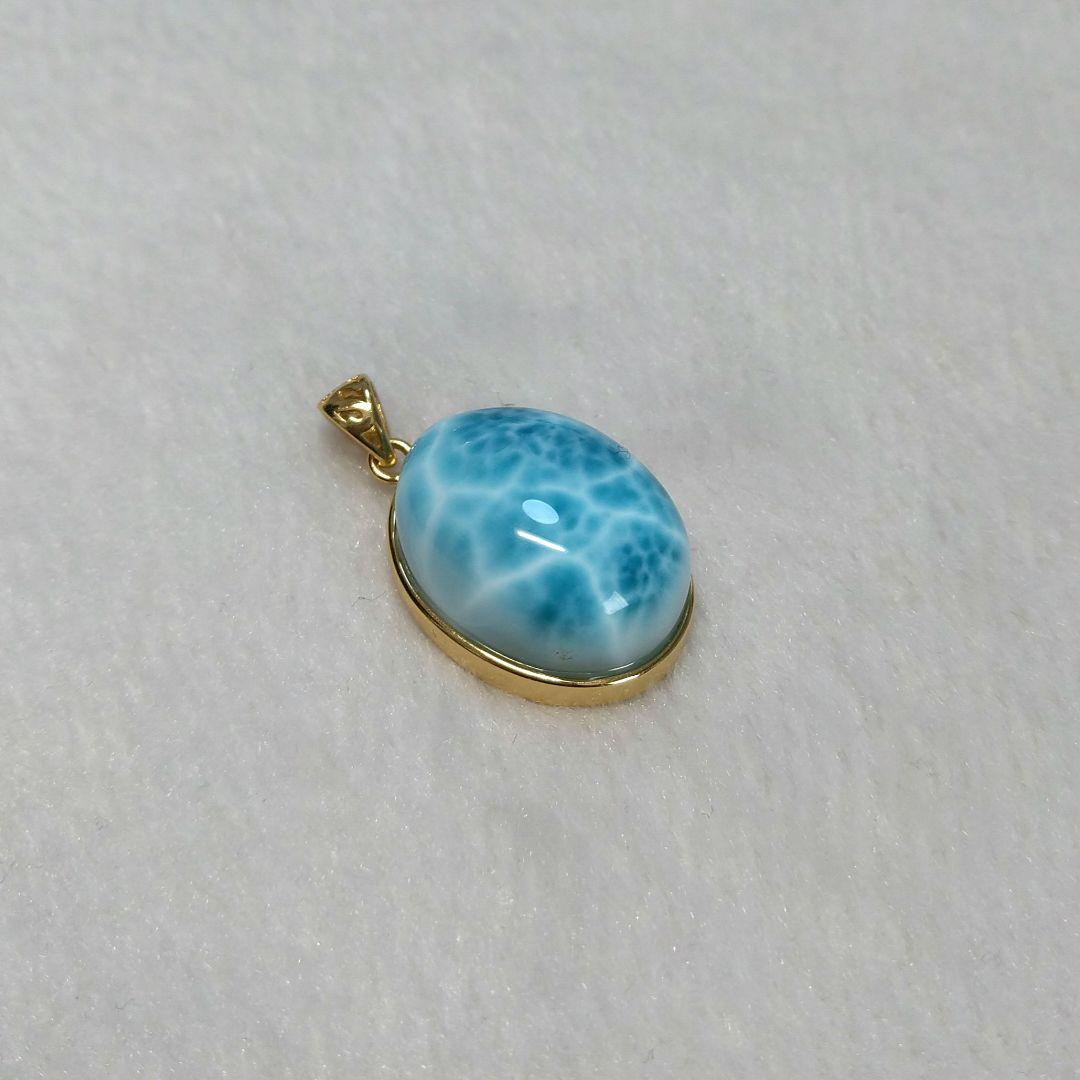 【極上,美品】ラリマー　トップ　ネックレス　天然　オーバル型　No.１５０