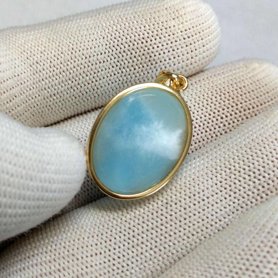【極上,美品】ラリマー　トップ　ネックレス　天然　オーバル型　No.１５０