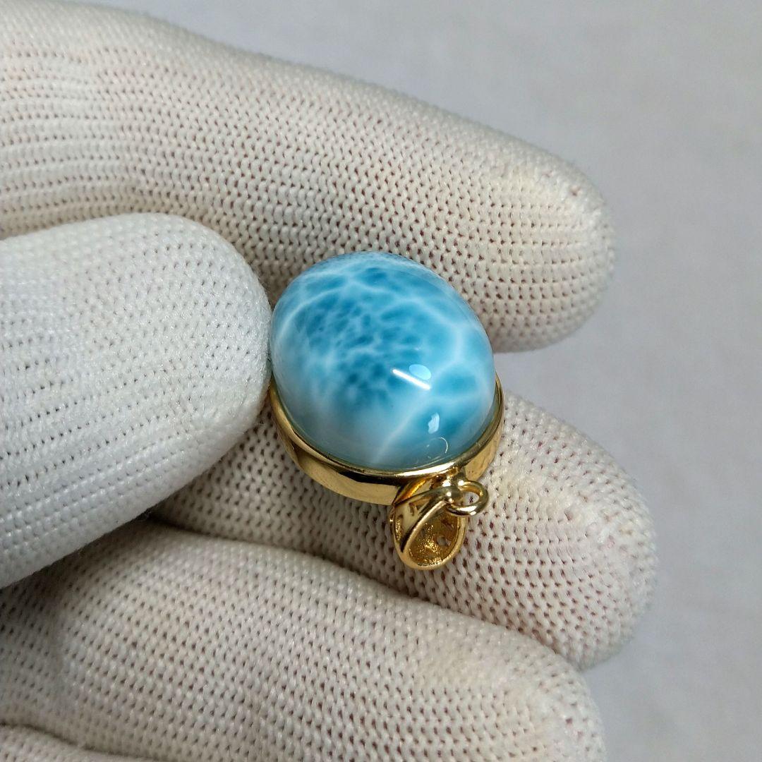 【極上,美品】ラリマー　トップ　ネックレス　天然　オーバル型　No.１５０