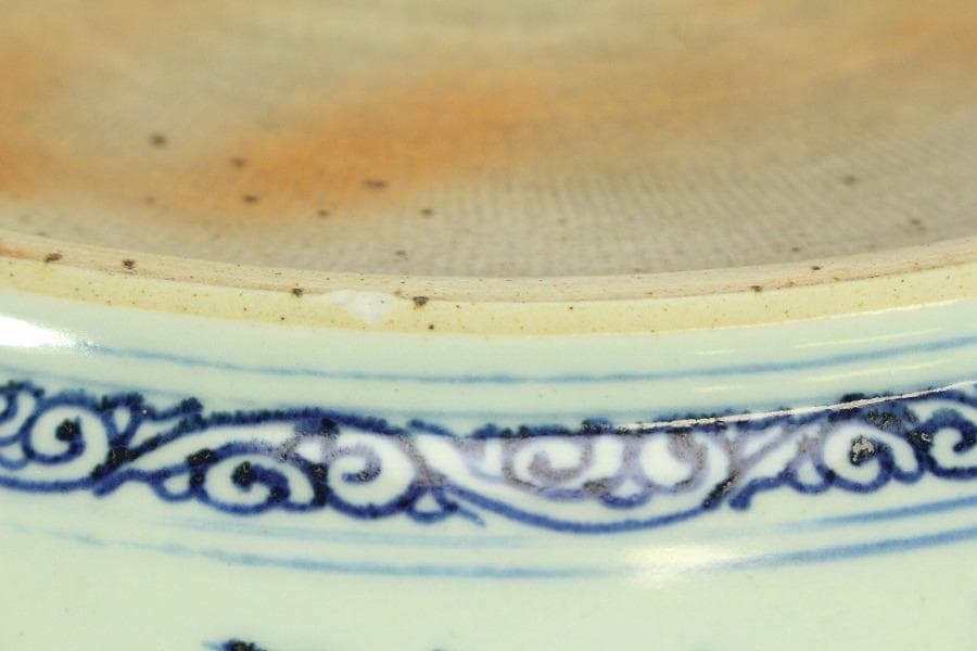 中国美術 青花 枝果紋 皿 φ42.3cm(BB509)