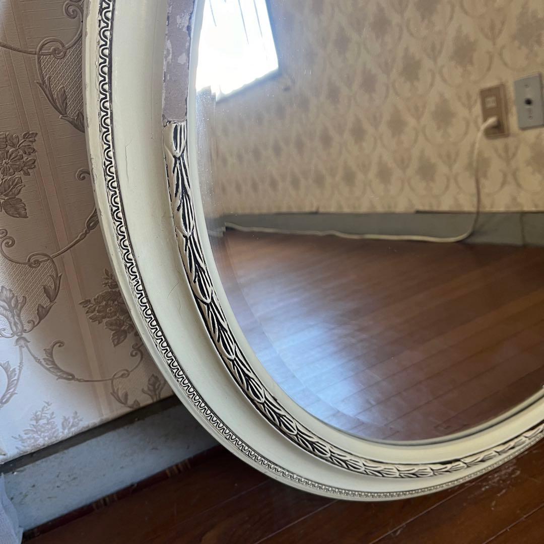 【アンティーク】ヨーロピアンデザイン 丸型 壁掛け鏡 ウォールミラー サークル