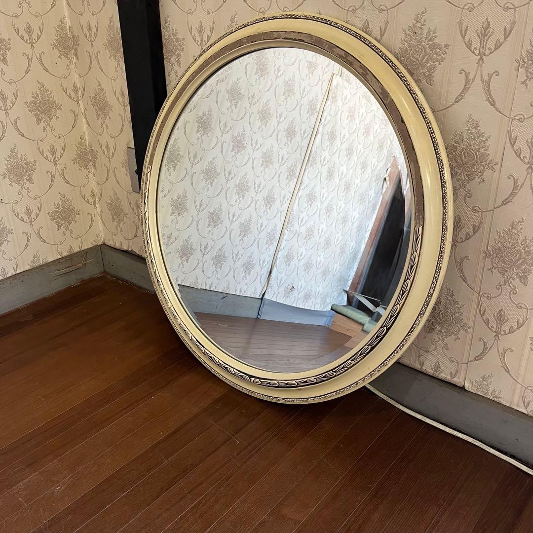 【アンティーク】ヨーロピアンデザイン 丸型 壁掛け鏡 ウォールミラー サークル