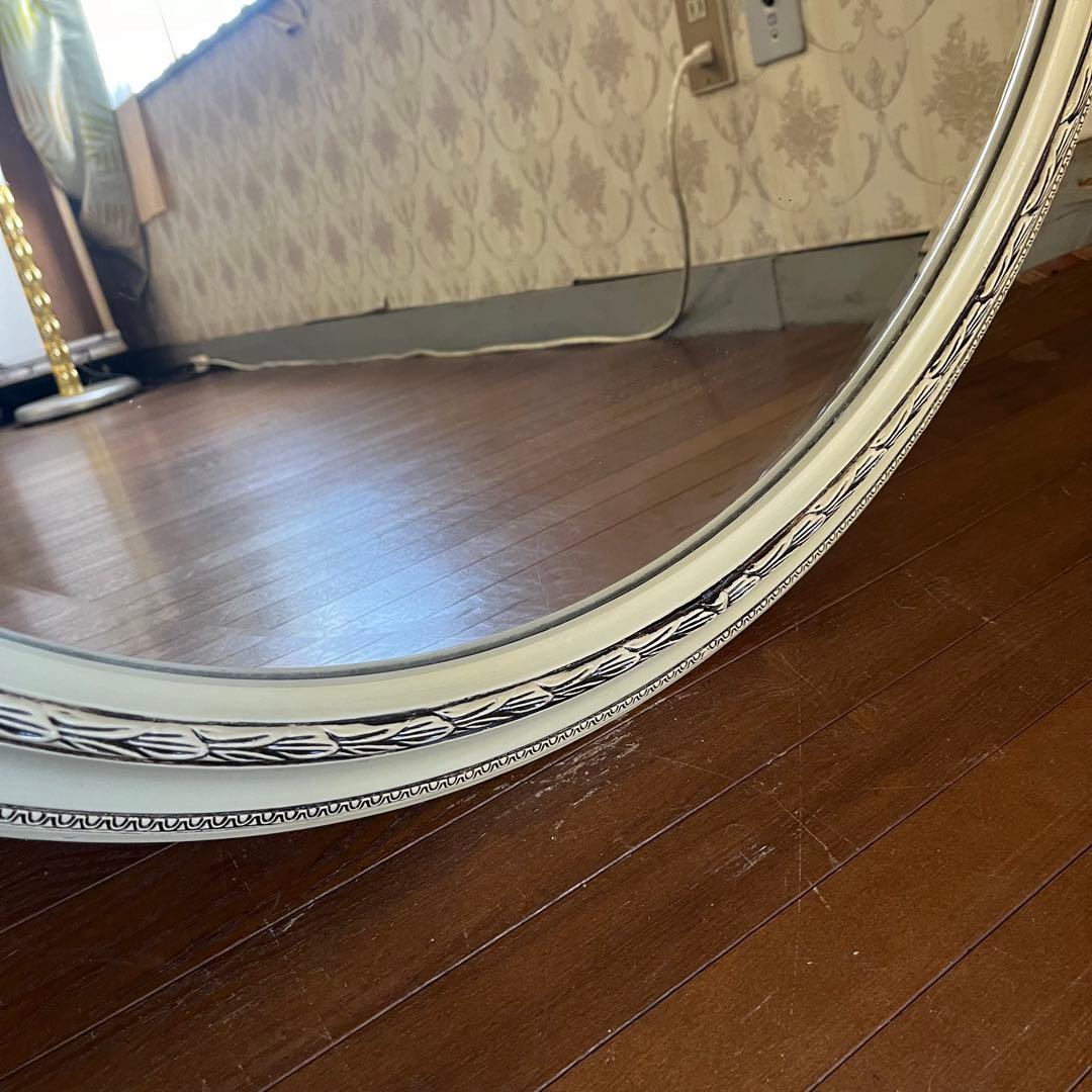 【アンティーク】ヨーロピアンデザイン 丸型 壁掛け鏡 ウォールミラー サークル