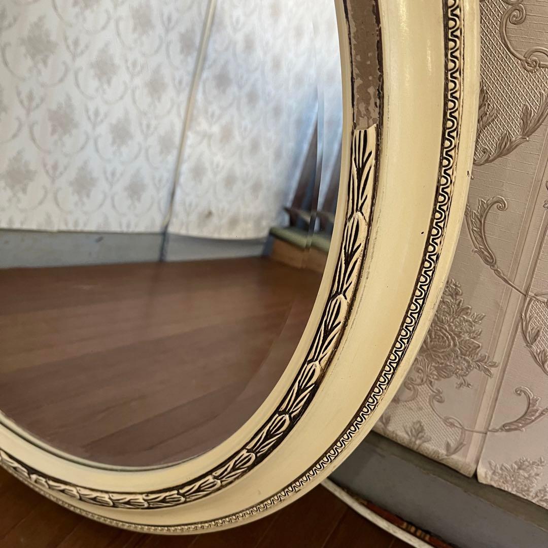 【アンティーク】ヨーロピアンデザイン 丸型 壁掛け鏡 ウォールミラー サークル