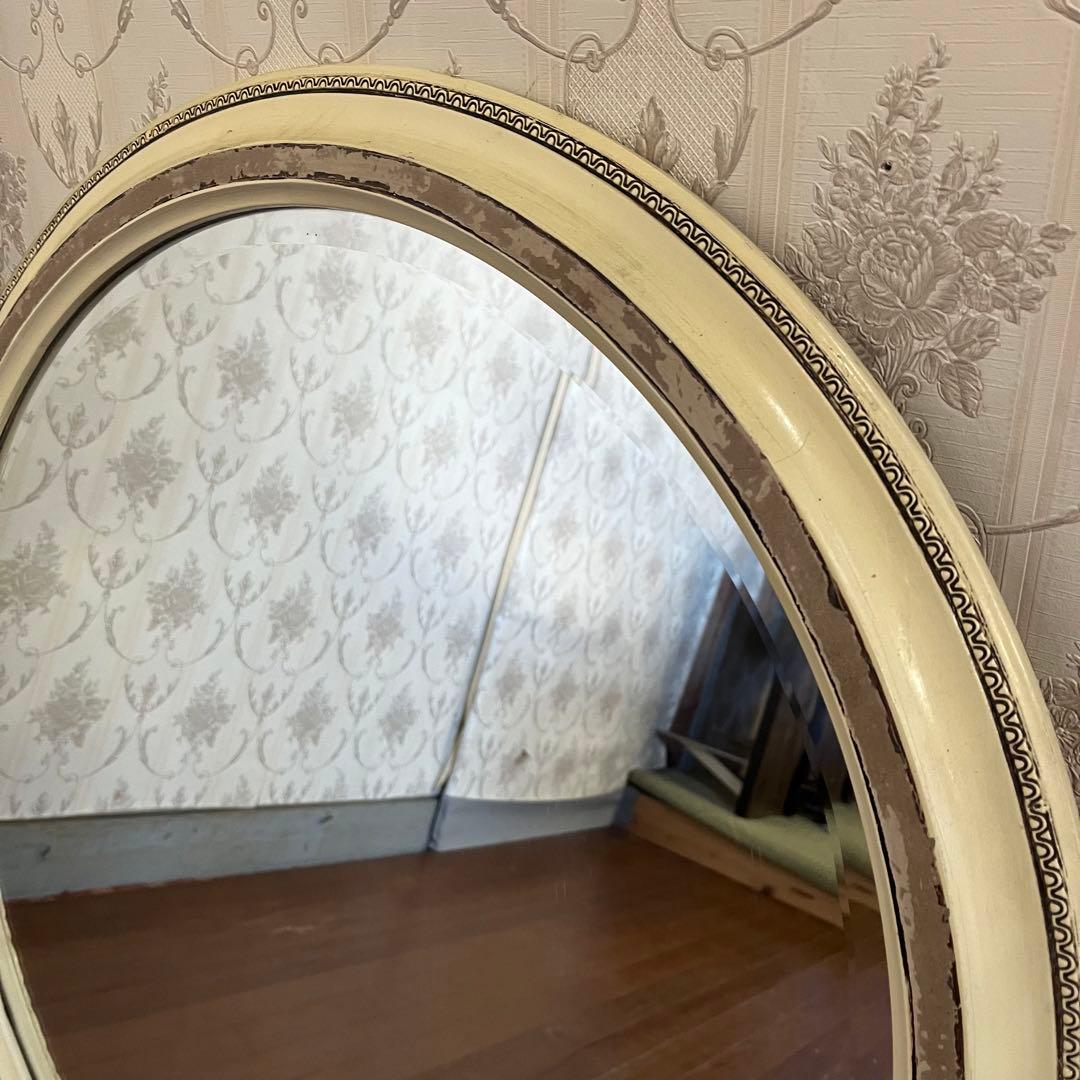 【アンティーク】ヨーロピアンデザイン 丸型 壁掛け鏡 ウォールミラー サークル