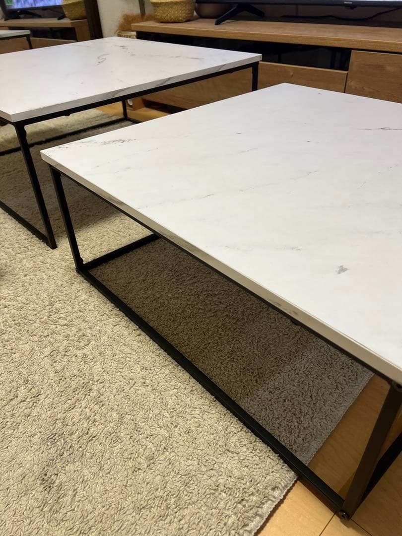 LOWYAネストテーブルM リビングテーブル ローテーブル 大理石模様 ロウヤ