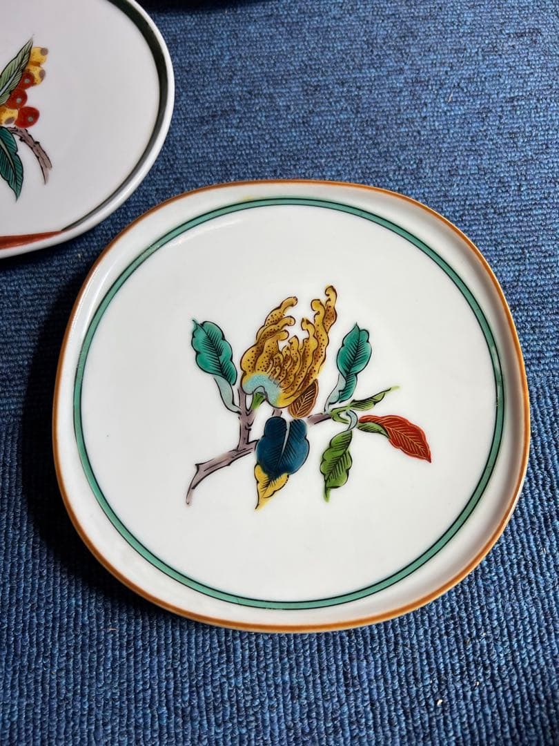 1010 九谷焼　果実絵　皿　5客　時代物