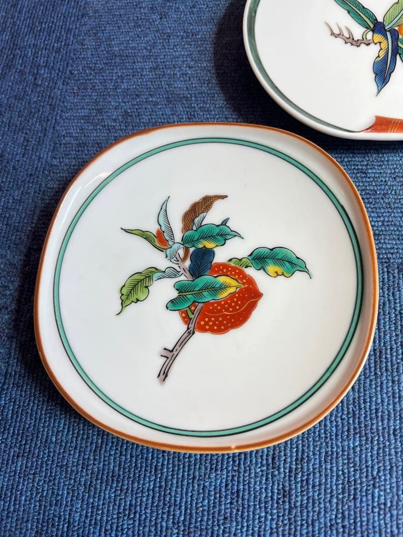 1010 九谷焼　果実絵　皿　5客　時代物