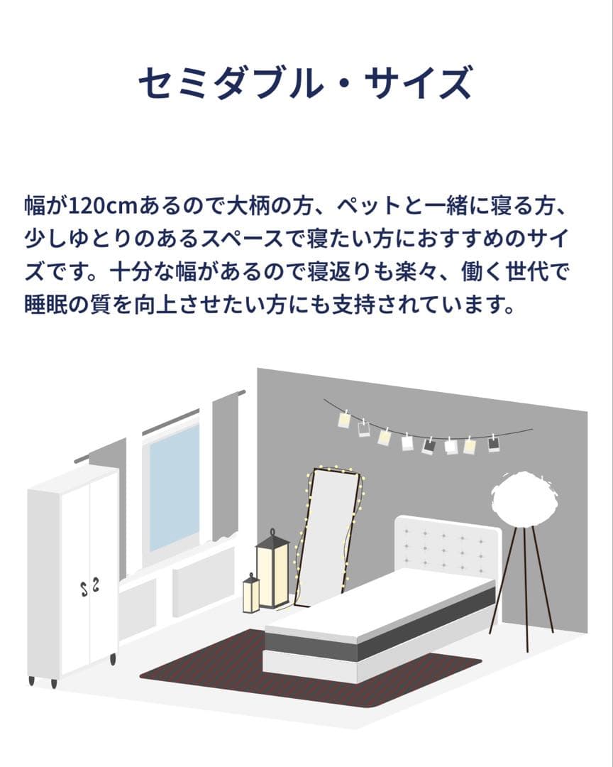 【使用期間1ヶ月未満】エマ・マットレス セミダブル