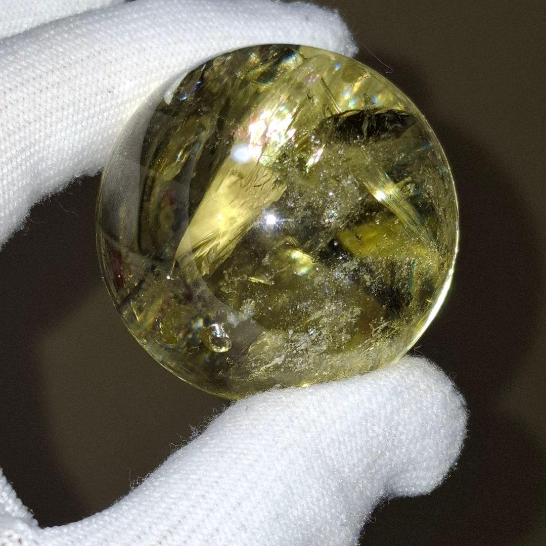 天然石✨️シトリン　スフィア✨️透明感良虹ありファントムあり台座付き