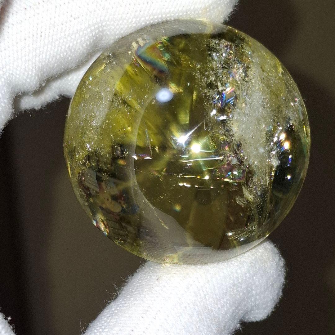天然石✨️シトリン　スフィア✨️透明感良虹ありファントムあり台座付き