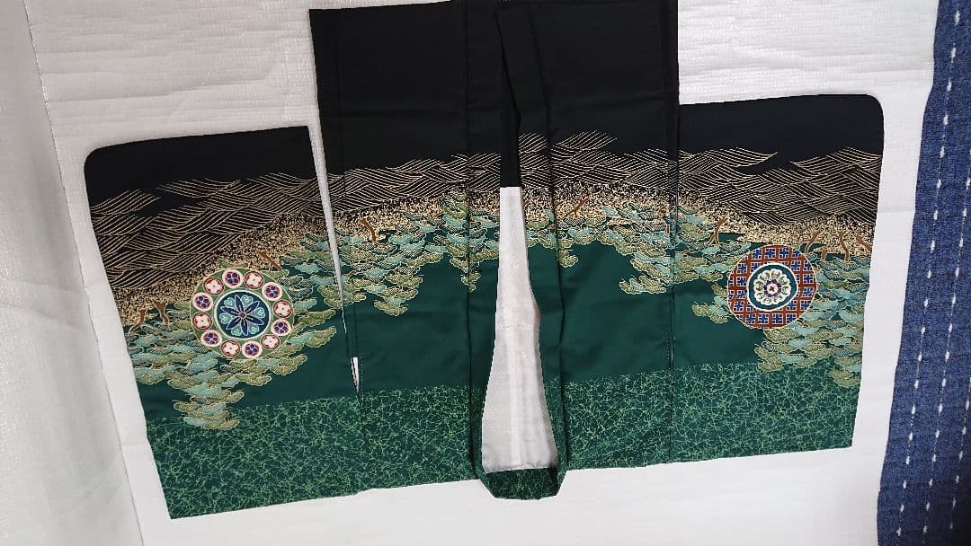 七五三 伝統的な緑色の着物