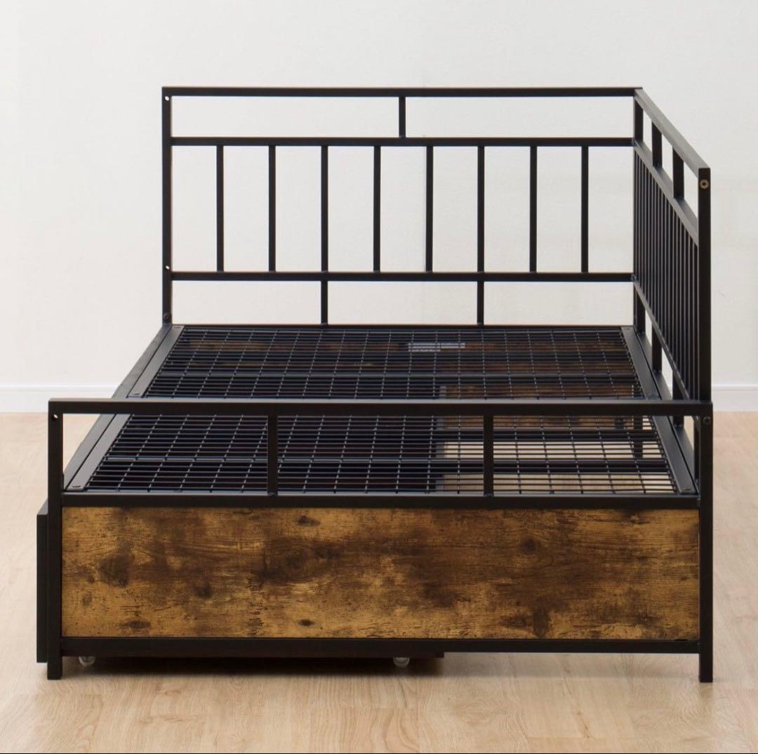 カウチベッド (ステイン引出しセット BK/MBR)