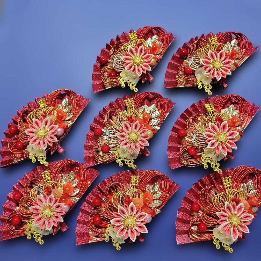 えり《水引素材》友禅和紙使用扇子