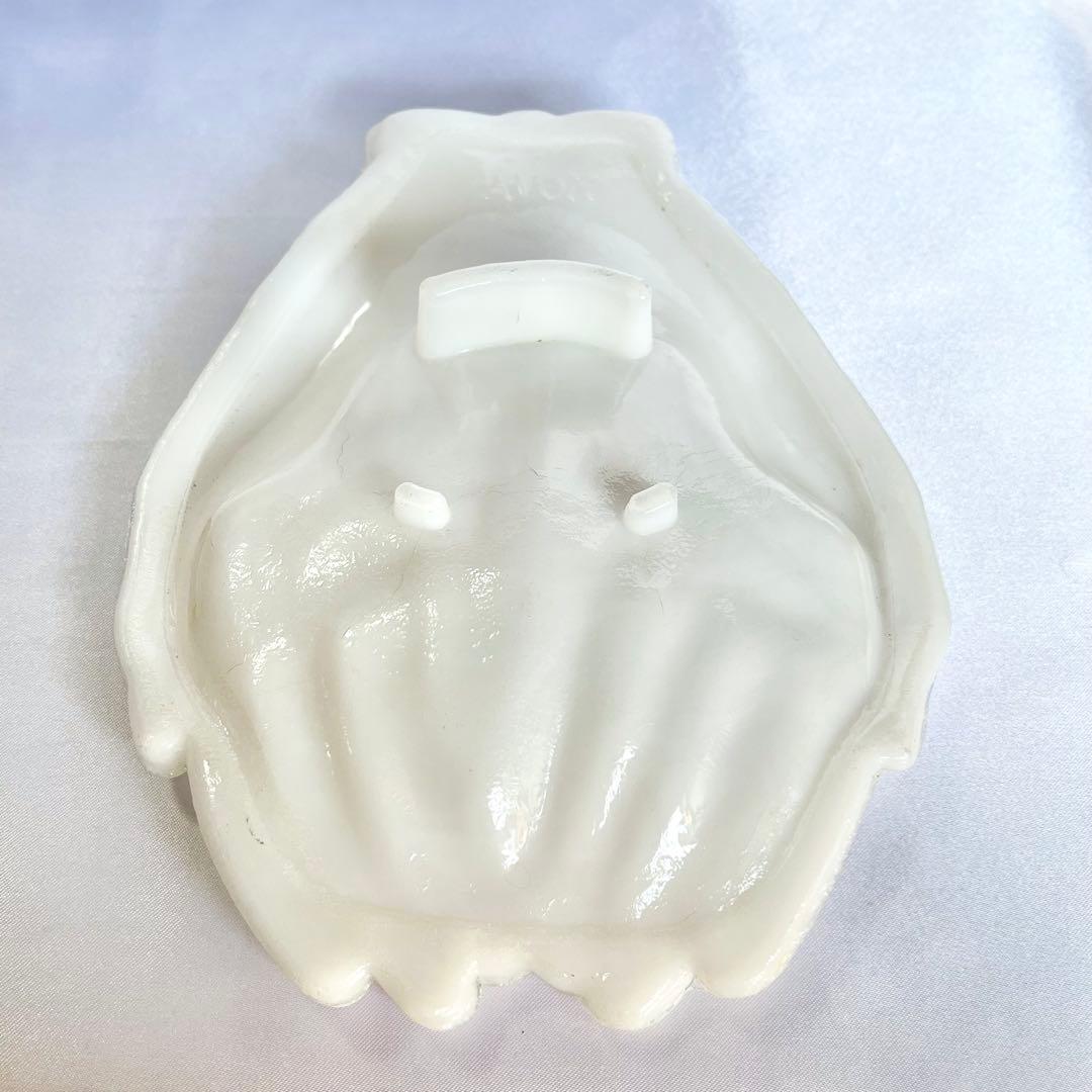 AVON ミルクガラス ハンドトレイ 両手 アンティーク 蚤の市