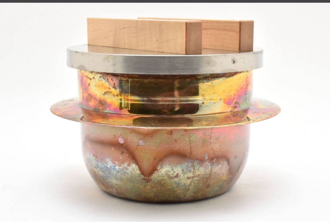 ミツマメ　 中古　純銅製 ごはんはどうだ 3合炊 炊飯釜 飯台つき