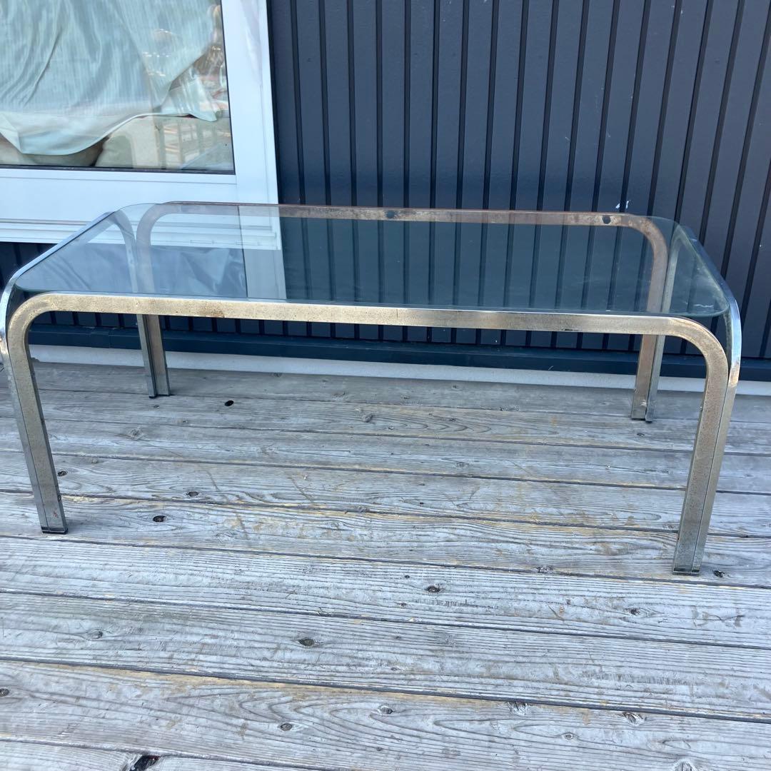 ミッドセンチュリー アイアンフレーム センターテーブル ガラステーブル 古家具