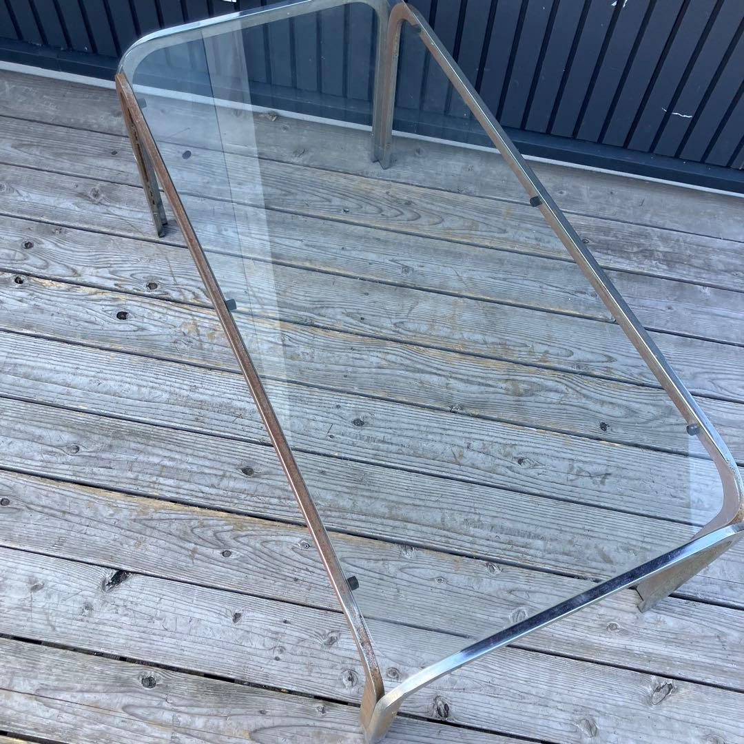 ミッドセンチュリー アイアンフレーム センターテーブル ガラステーブル 古家具