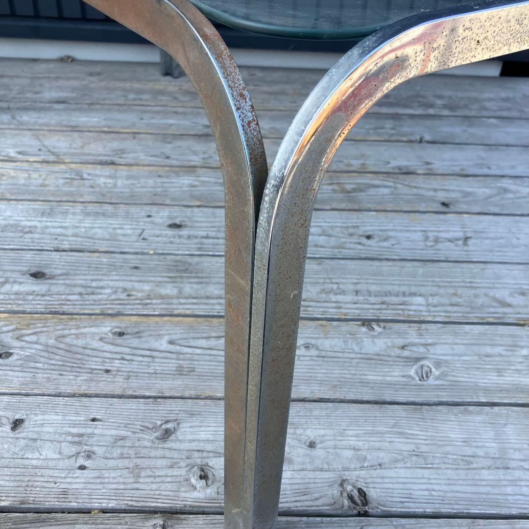 ミッドセンチュリー アイアンフレーム センターテーブル ガラステーブル 古家具