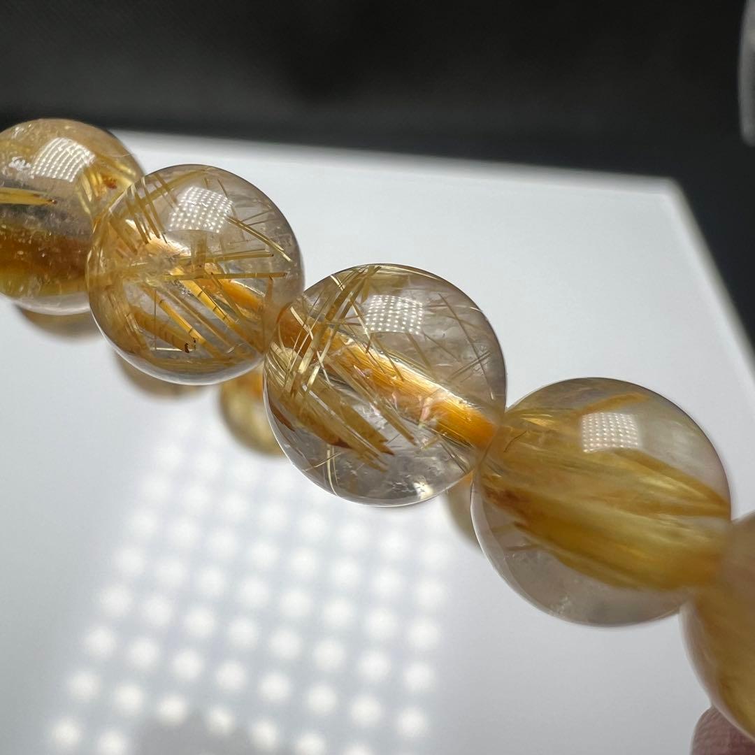 【73207】 高品質 ゴールドルチルクォーツ 6.6mm ブレスレット