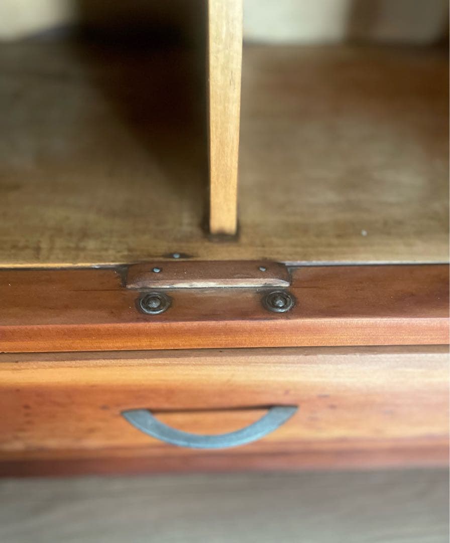 昭和レトロ 水屋箪笥　古家具 キャビネット 収納棚 ガラス戸 アンティーク　家具