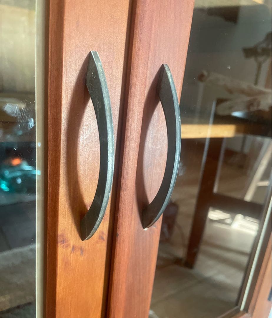 昭和レトロ 水屋箪笥　古家具 キャビネット 収納棚 ガラス戸 アンティーク　家具