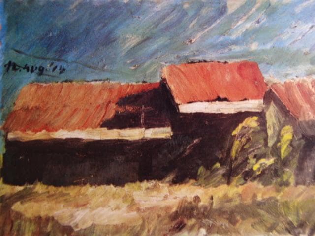 中川一政、【酒倉（摂津深江）】、希少な画集画、新品高級額 額装付、状態良好