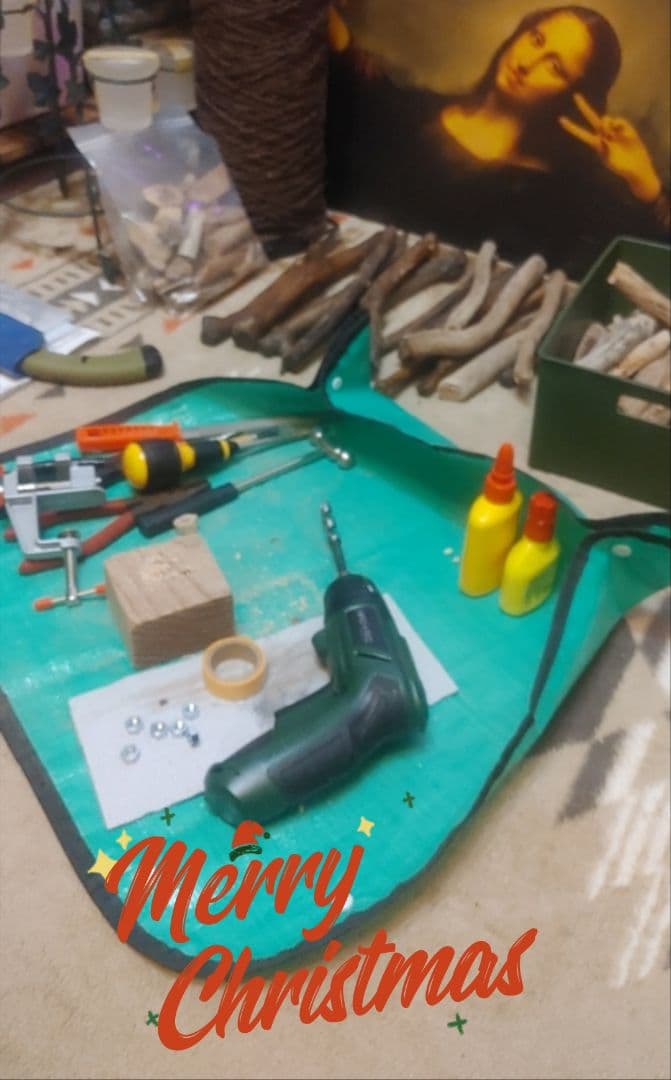 流木　クリスマスツリー　ハンドメイド LED ライト付