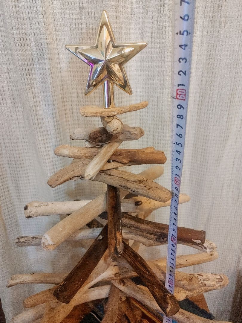 流木　クリスマスツリー　ハンドメイド LED ライト付