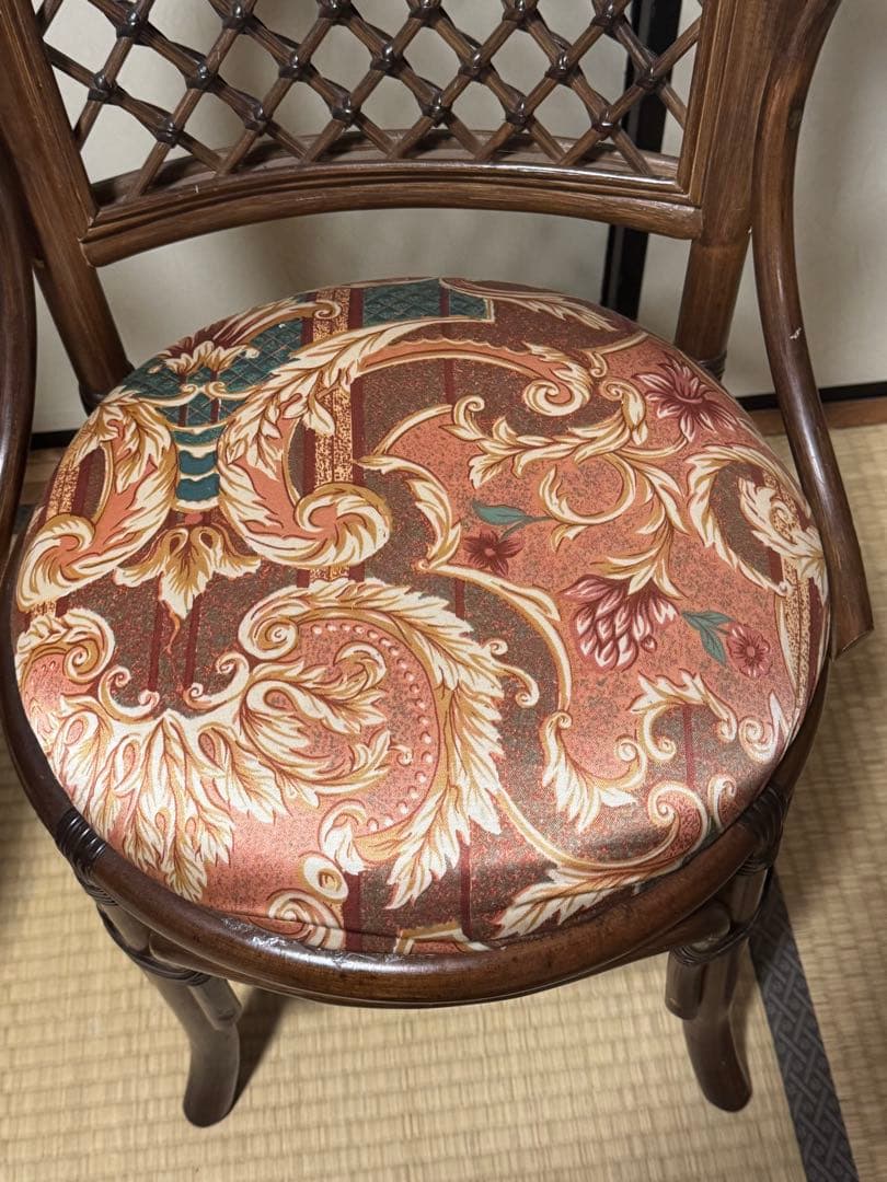 ヴィンテージ　ラタン 籐　丸椅子　チェア　2脚セット