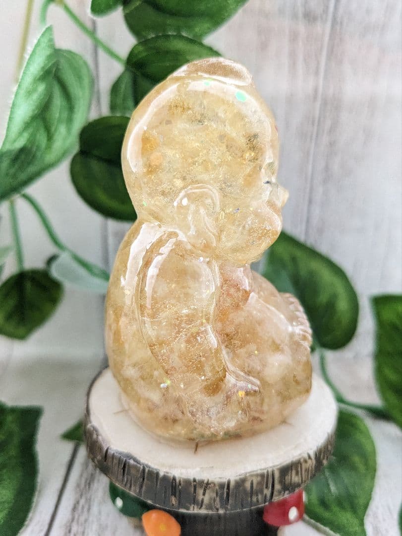 【睦月】シトリンのビリケンさん形オルゴナイト☆他２点