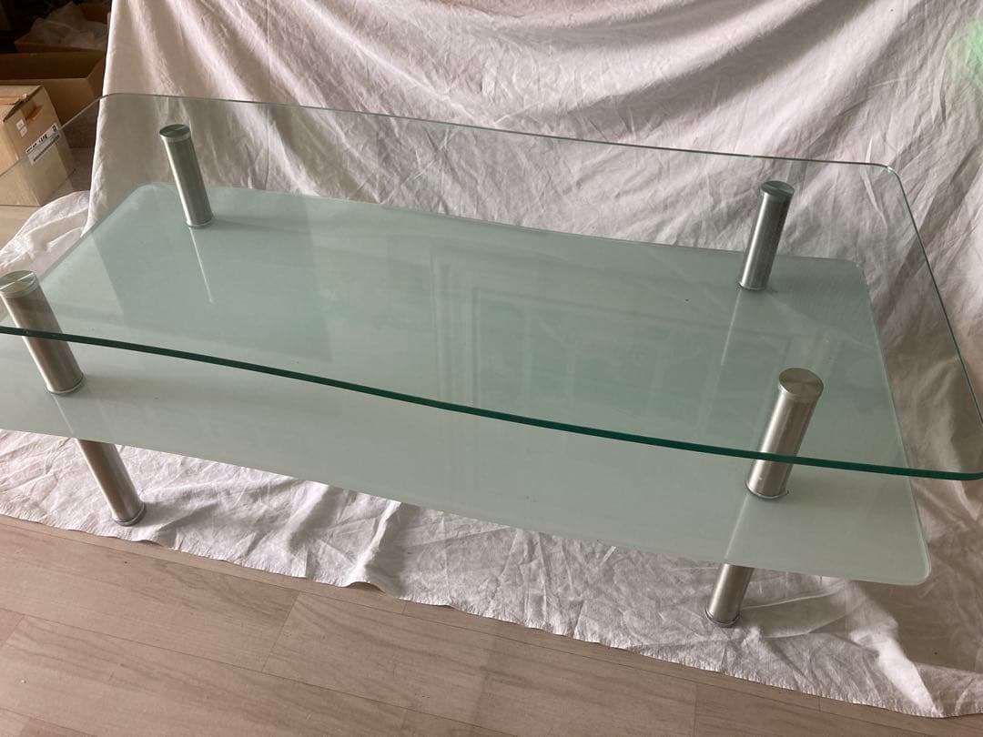 ガラスローテーブル センターテーブル W110×D52.5×H40cm