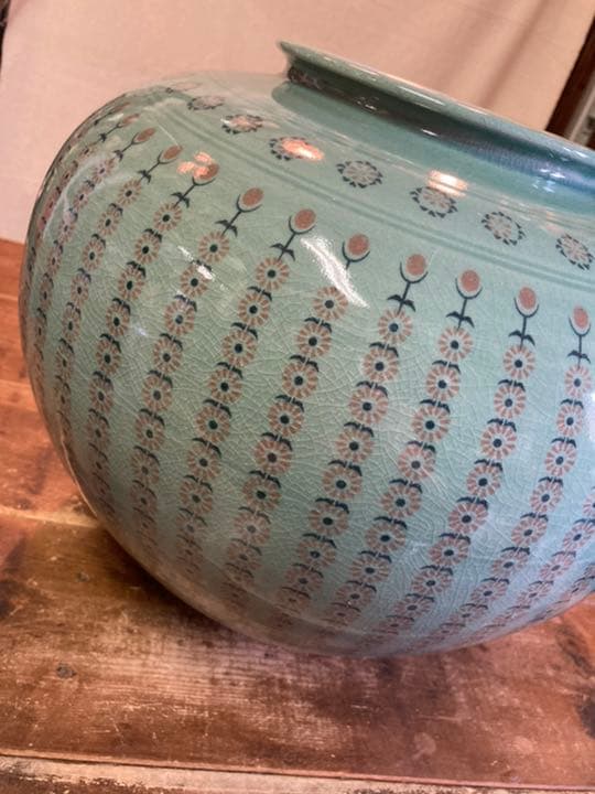 高麗青磁 振興　大きな　花瓶 置物　壷　花器　木箱付き　中国　骨董