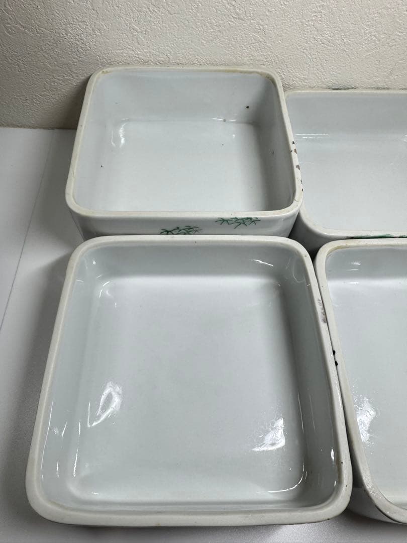 松峰窯 重箱 四段 松・鶴図 在銘