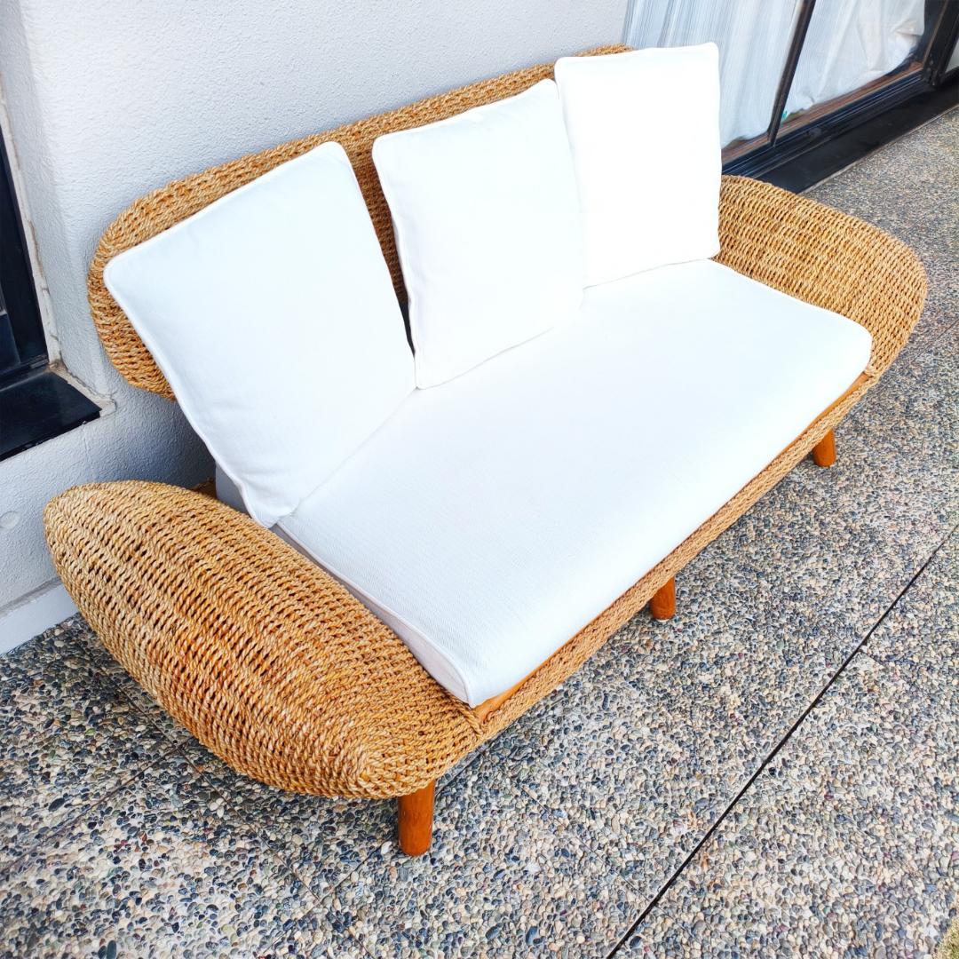 ラタン ２人掛けソファ バリ風リゾートデザイン 籐家具 ヴィンテージ