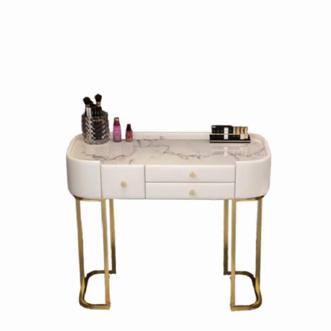 ホワイトドレッサー大理石調デスクのみ 訳あり品写真をご確認J205-80-02