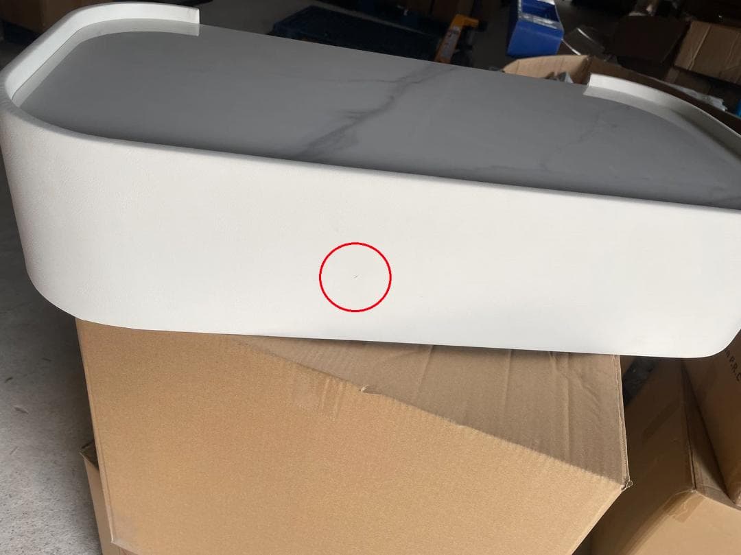 ホワイトドレッサー大理石調デスクのみ 訳あり品写真をご確認J205-80-02