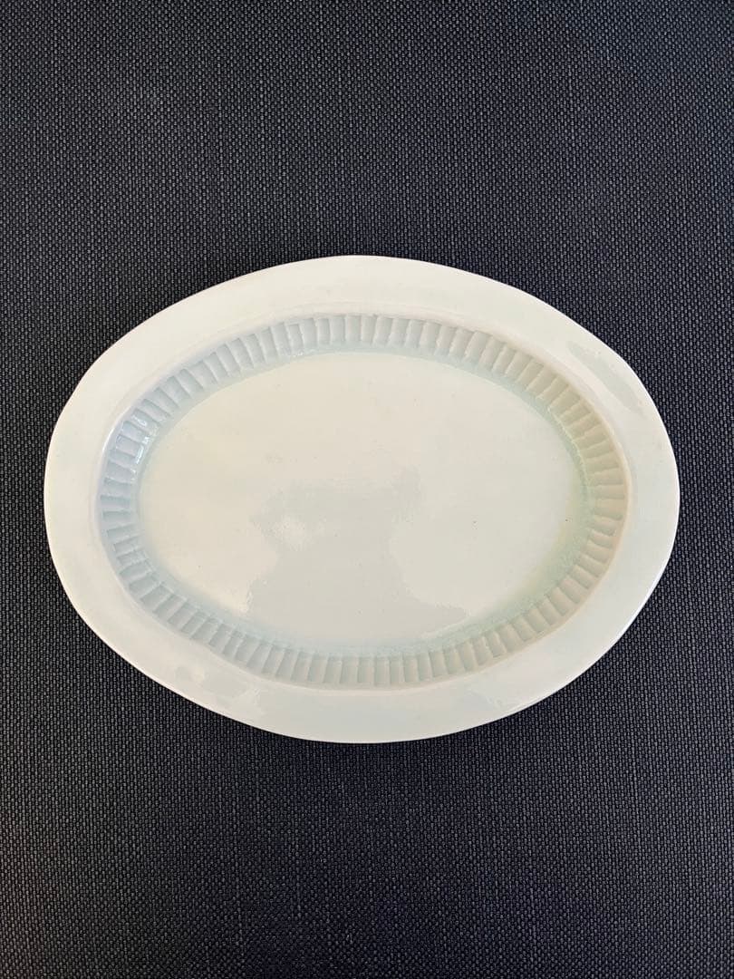 砂田政美　しのぎ楕円皿　3枚セット