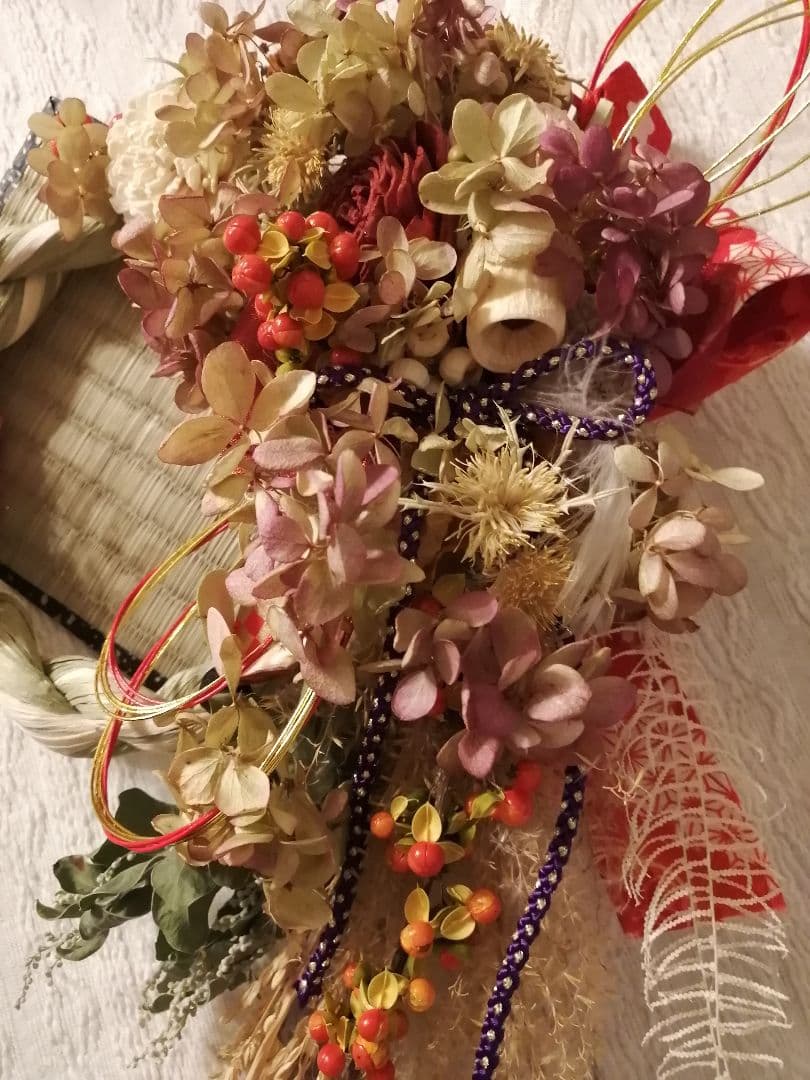 もにょ 【早割価格 】2021年✩.*˚ ドライフラワーいっぱい！ しめ縄