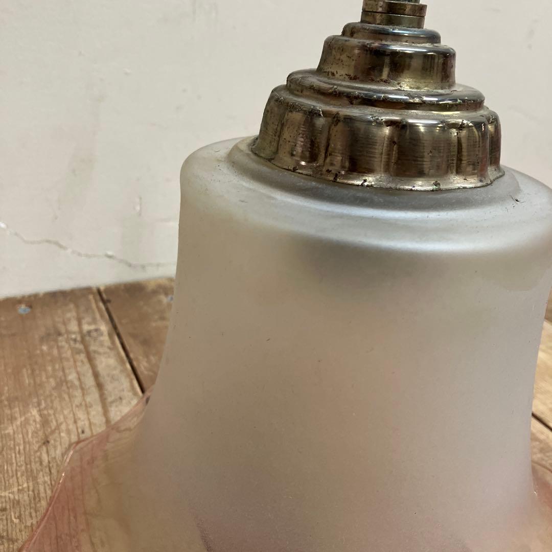 D-2 昭和レトロ フリル型 ガラスシェード ペンダントライト シーリングライト