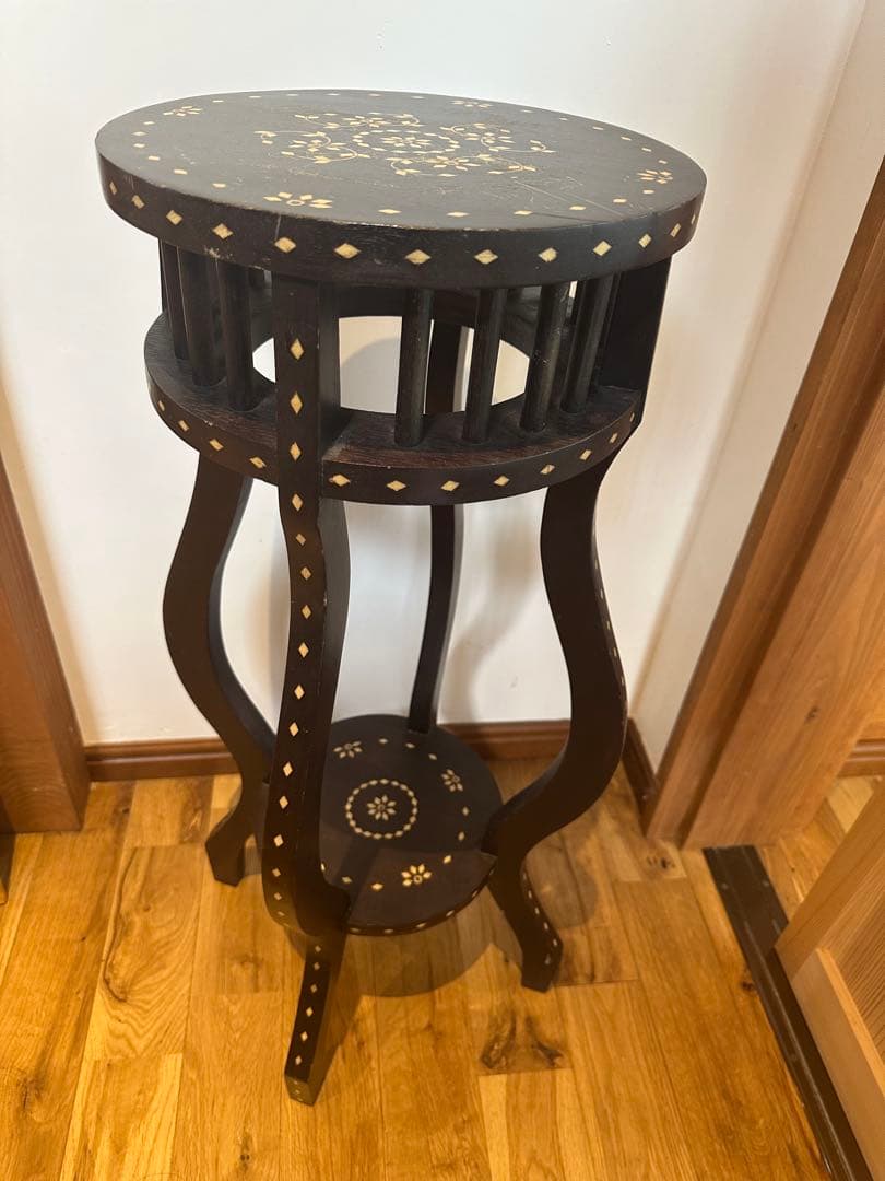 木製花台　飾り台　唐木　74.5cm アンティーク　二段　華道　希少