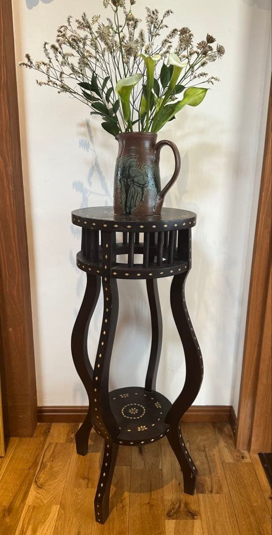 木製花台　飾り台　唐木　74.5cm アンティーク　二段　華道　希少