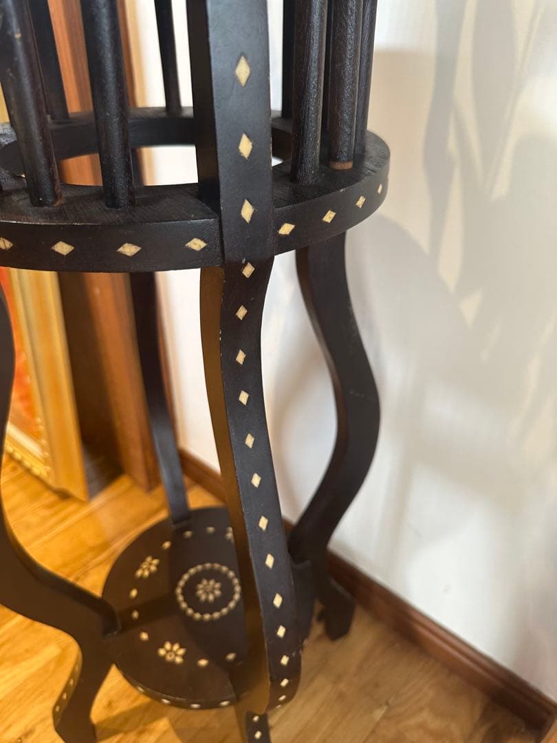 木製花台　飾り台　唐木　74.5cm アンティーク　二段　華道　希少