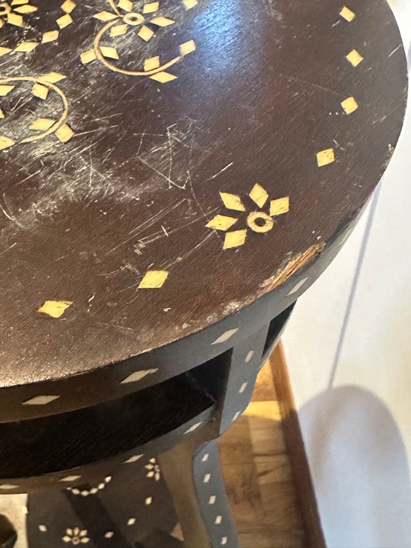 木製花台　飾り台　唐木　74.5cm アンティーク　二段　華道　希少