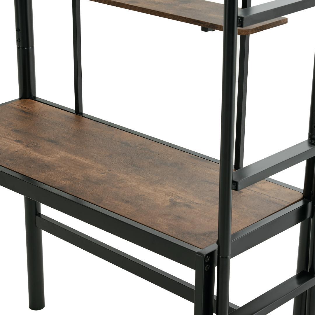 【ブラック】ロフトベッド シングル 机付き 耐荷重150kg 高さ170cm