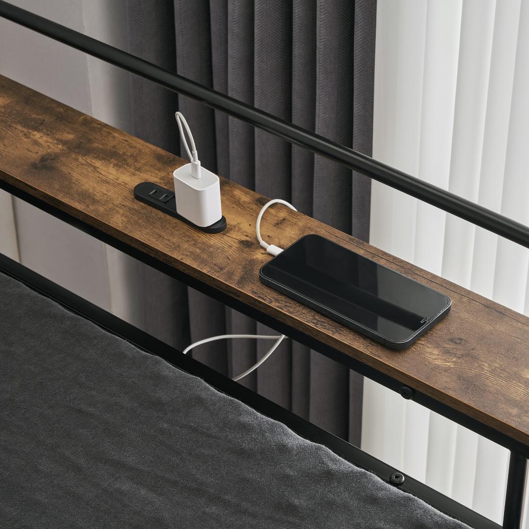 【ブラック】ロフトベッド シングル 机付き 耐荷重150kg 高さ170cm