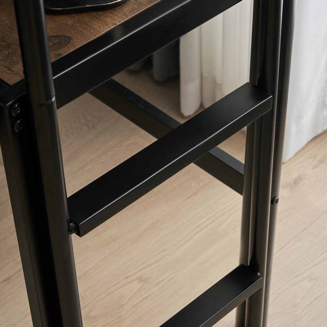 【ブラック】ロフトベッド シングル 机付き 耐荷重150kg 高さ170cm