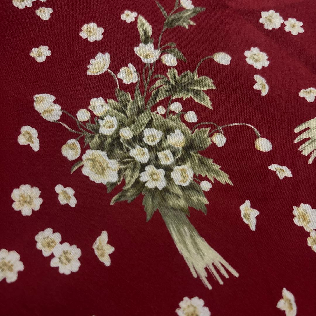 極美品　PINK HOUSE 花柄エプロン ブーケ　赤　ダブリエ　フリル　リボン