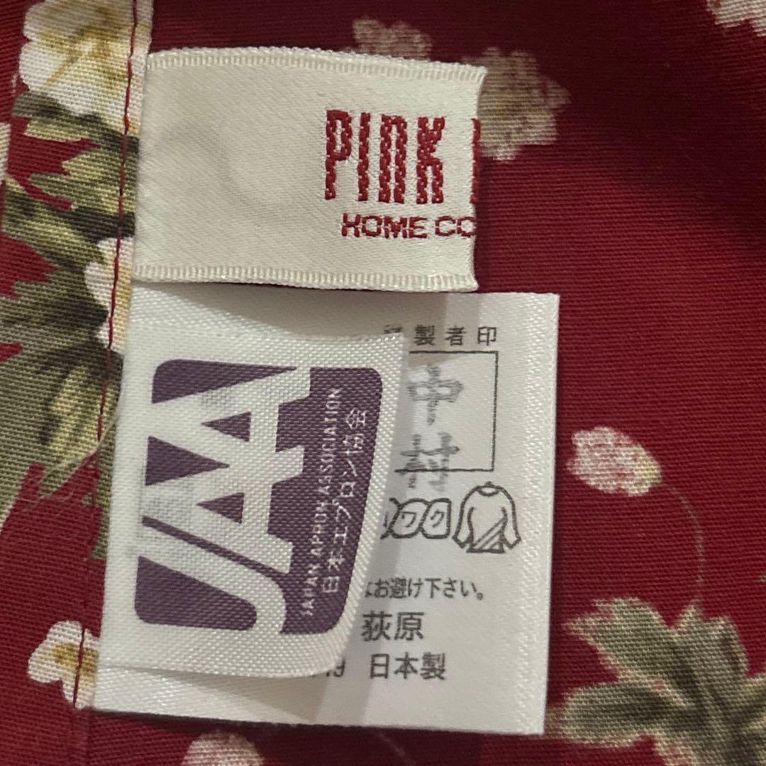 極美品　PINK HOUSE 花柄エプロン ブーケ　赤　ダブリエ　フリル　リボン