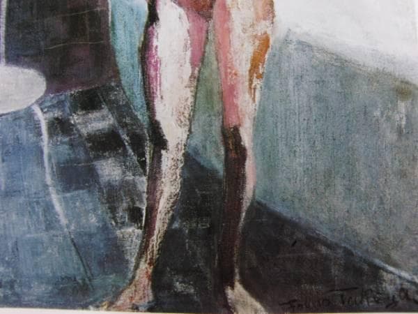 竹谷富士雄、浴後、レゾネより、希少、版上サイン、新品額装